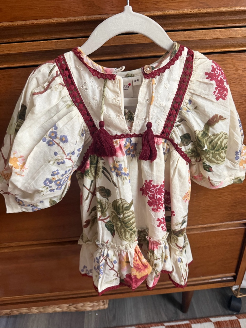 Baby Gir Floral Puff-Sleeve Dress with Bloomers